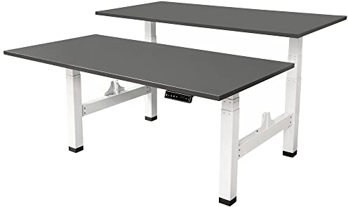 Vivol Doppelschreibtisch Duo 2x2 Motor - Elektrisch höhenverstellbar - Weiß/Anthrazit - Profi-Doppelarbeitsplatz (160x80cm)
