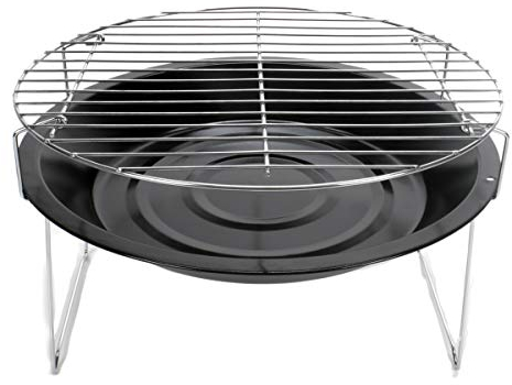 Transportabler Grill für unterwegs, Klappgrill für Garten und Camping, mit Feuerschale, Grillrost mit vormontierten Grillstützen