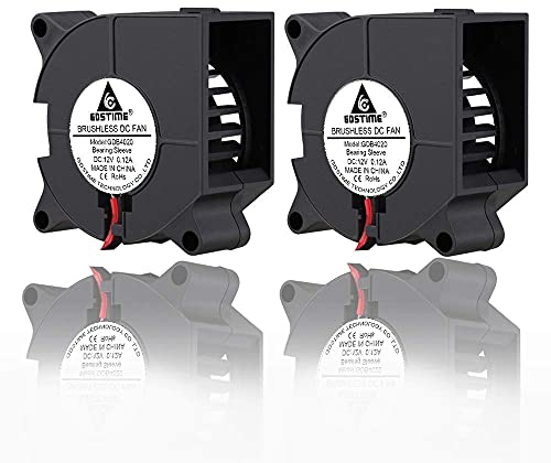 GDSTIME Gebläse Lüfter 4020 12V 40 x 20mm Turbinen Turbo 40mm Kühlung Ventilator 6500 U/min 4CM Radial Lüfter 2 Stück