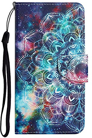 Etui de Téléphone à Rabat en Cuir Synthétique pour Oppo Reno 6 5G,Pochette Housse Protection Portemonnaie étanche Poussière,Coque avec Peint Motif Mandala étoilé