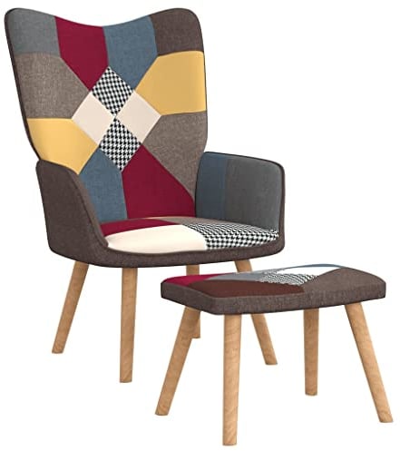 vidaXL Relaxsessel mit Hocker Sessel Stuhl Fernsehsessel Armsessel Relaxstuhl Polstersessel Ohrensessel Polsterstuhl Wohnzimmerstuhl Patchwork Stoff