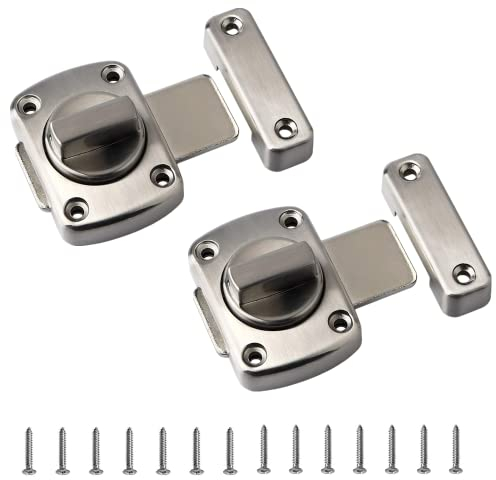 2 Pcs Rotate Bolt Latch Door Latch Stainless Steel Anti Theft Protection Rotate Bolt Door Lock for Various Bathroom Cupboard Doors b (Sliver)