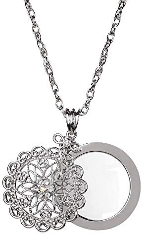 Lupen mit Kette Leselupe Vergrößerung Lesehilfe Taschen Lupe Anhänger Halskette Pullover Lupe Tragbar Handlupe Damen Sehhilfe Minilupe Vergrößerungsglas Taschenlupe für Lesung Handwerk Geschenk