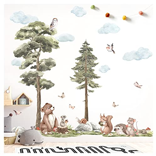 Grandora Waldtiere Wandtattoo für Kinderzimmer Tiere Wandsticker für Babyzimmer Wandaufkleber Deko DL858-4