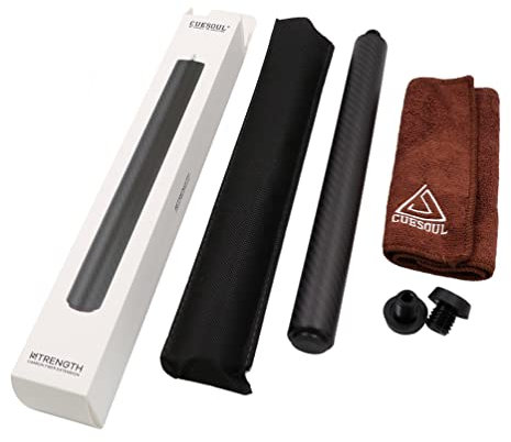 CUESOUL Extensión de Taco de Billar de Fibra de Carbono de 12 Pulgadas con 3 Accesorios de Parachoques