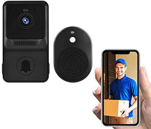 Irishom Wireless Video Doorbell Camera with Chime, 1080P HD Visual Smart Security Doorbell with IR Night Vision 2-Way Audio Support Cloud Storage, Real-Time Monitoring