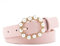 NiceYnn Ceinture en Faux Cuir Réglable avec Aiguille Papillon Boucle de Perles 2.3cm de Large pour Robe Pantalon Noël Saint-Valentin Rose