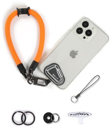 project-cb Handgelenkschlaufe handy,Handy Handykette Pads ×2, Handyhülle Halterung,Handgelenkschlaufe für Schlüssel, AirPods, Kamera(Orange, 40cm)
