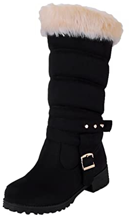 TDEOK Stivali Termici Inisex da Snowboots Invernali Leggeri con Calda Imbottitura, Stivali da Neve Lunghi Alti da Donna, Nero, 38 EU