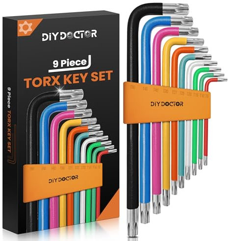 DIY Doctor Allen Key Set - 10-Piece Torx Key Set (10 Sizes T9–T50) | Hex Key Set with Hole Ends | Long Allen Keys | Alan Keys Sets | Imperial Allen Key Set | Alen Key Sets for DIY, Repair & Pro Use