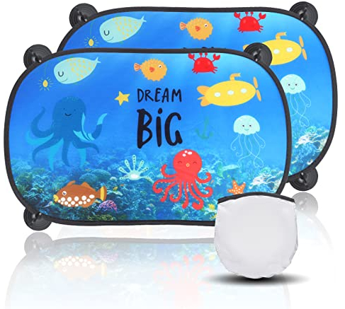 JOPHEK Parasol Coche Infantil Lateral, Parasol de Coche para Ventana Lateral Trasera, Parasol Coche Bebe con Protección UV, Parasoles para Laterales Traseros de Coche para Proteger del Sol, 51x31 cm