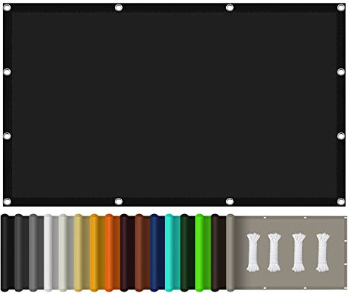 Sonnensegel Sonnenschutz Rechteckig 4 x 9 m, Segeltuch Pergola 98% UV Schutz Mit Ösen Und Kordel für Garten, Balkon und Terrasse, Schwarz