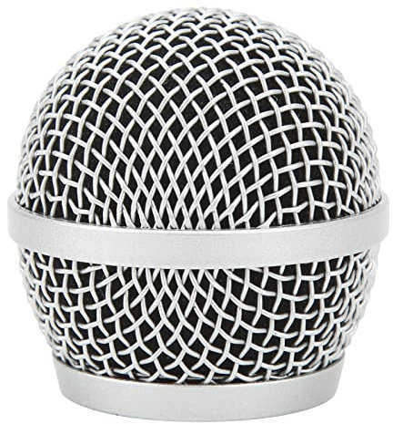 Microphone Grill Head, Stainless Steel Mic Ball Head Mesh Grill Grille Replace for Shure PG48 PG58 PGX2 BLX288 PG24 and Other General Mic, Built in Foam Filter, Silver
