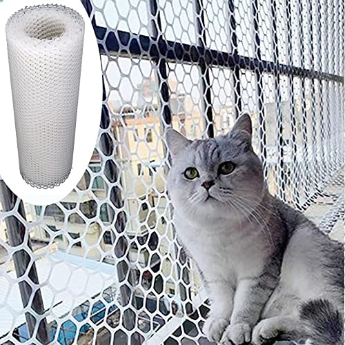 Filet Chat Grillage Plastique Blanc, Protection Animaux Balcon Anti-Chute, Renforcé pour Escalier Terrasse, Indéchirable Résistant (Couleur: Maille 0.8cm)