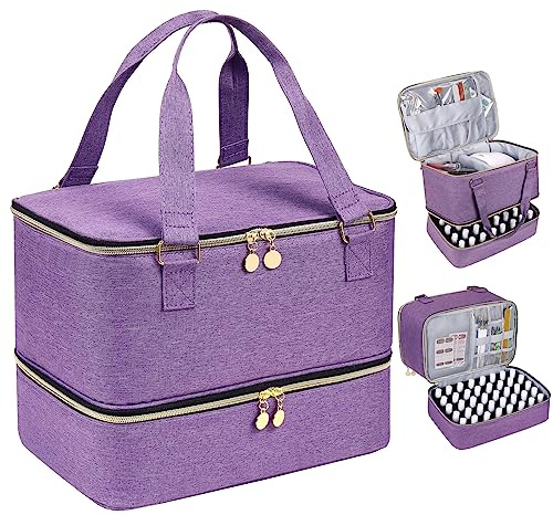 Nail Polish Carrying Case Bag-Holds 40 Bottles, Double-Layer Nail Polish Storage and Nail Dryer Case