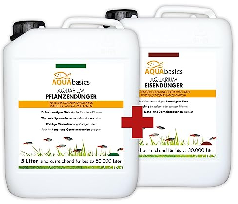 AQUAbasics Aquarium 2er Pflanzenpflege-Sparset für einen schönen Pflanzenwuchs - Nährstoffkomplex aus Spurenelementen, Mikro- und Makronährstoffen, Größe:SET 5.000
