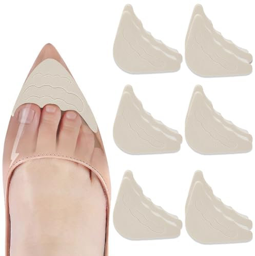 NICENEEDED 6 Pairs Shoe Filler Insole, Adjustable Unisex Shoes Too Big Inserts, High Heel Toe Plugs for Loose Shoes Reusable Shoes Brace pad to Make Big Shoes Fit for Women Men Pumps Flats Sneakers