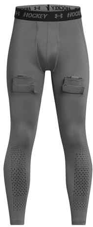 Under Armour Boys Hockey Fitted Leggings, (025) Castlerock / / Black, Medium
