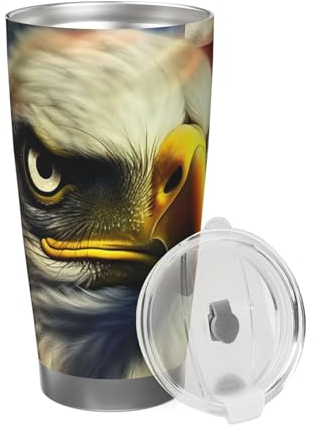Bicchiere da 590 ml con coperchio in acciaio inossidabile Tumbler Pride Eagle USA Flag Print Vacuum Tumbler tazza in acciaio inox tazza isolata per viaggio Doppia parete isolata Tumblers tazza isolata