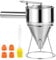Vegena Entonnoir à piston, en acier inoxydable, 1,2 l, distributeur de pâte à crêpes, doseur de pâte en acier inoxydable avec 4 buses en silicone, entonnoir à liqueur, entonnoir de cuisine pour