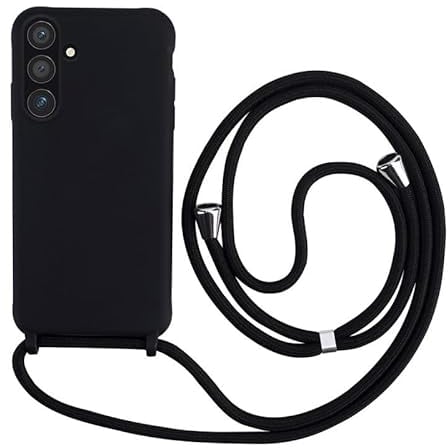 Keteen Handyband Hülle für Samsung Galaxy S24 Plus Handyhülle mit Band Slim Silikon S24 Plus hülle mit Abnehmbar Kordel Stossfest Cover zum Umhängen Necklace Handyhülle für Samsung S24 Plus-Schwarz