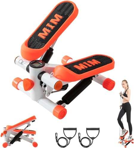 Pejevir Stepper für Übung, Mini Treppe Stepper mit Widerstand Band und Kalorien zählen, Gesundheit Fitness Übung Stepping Machine für Übung Fitness Büro Haus, Orange