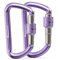 FresKaro 3inch Locking Carabiner Clips Heavy Duty, Strong 12kN Screw-gate Aluminum Carabina, Karabiner Hooks, Rust free, Lightweight, for Dog Lead, Hammocks, Swing, Camping, Key, D-Shaped, Purple 2pcs