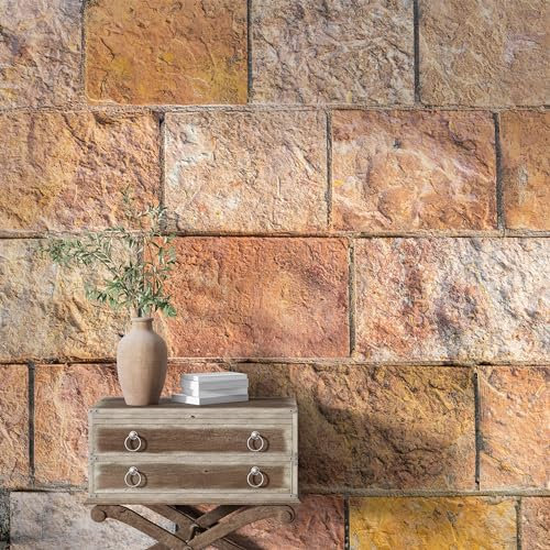 Fchen art Papier contact texturé en brique, panneau mural 3D en PVC imitation pierre marron, rouge, pierre, extérieur, brique, grès, pierre naturelle, décoration murale moderne, 45 x 300 cm