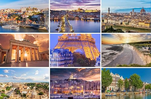 Postkarten-Set Städte in Europa - 9 Grußkarten / Ansichtskarten / Karten | Bilder Fotos aus Rom Porto Prag London Berlin Paris Florenz Amsterdam / Deutschland Italien Frankreich UK Holland Tschechien