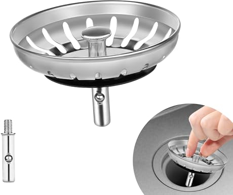M JINGMEI Tappo per Lavello, Tappi Lavandino Cucina, Filtro Tappo per Lavello Cucina 78mm Acciaio Inox con Comoda Chiusura, Diametro 78.3-80 mm Cestello per Setaccio