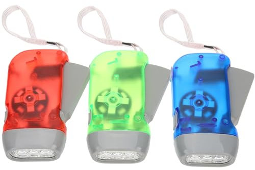 Toddmomy 3 piezas mano manivela Flashlight: LED manivela linterna antorcha generador manual seguridad eléctrica para acampar senderismo corte de energía al aire libre
