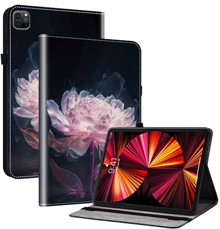 Rosbtib Funda para iPad Air 11 Pulgadas M2 2024/ iPad Pro 11 Pulgadas Todos los Modelos iPad Air 5/4 10.9 Funda Trasera de TPU de Cuero de PU Premium con Función de Soporte - Peonía Rosa
