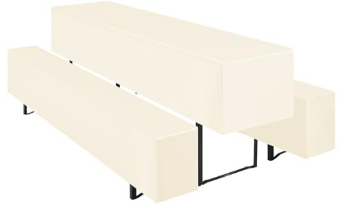 Teruntrue 3er-Sets Biertischhussen Bierbank-Auflage,Creme Biertisch und Bankgarnitur Husse für 50x220cm Tischbreite für Festzeltgarnituren Bierbank Hussen(Creme)