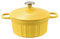Mswborml Jaune Cocotte Ronde en Fonte Émaillée avec Couvercle 24 cm, Poêle en Fonte Induction 4,67 L, Marmite en Fonte pour Feu de Bois Four et Barbecue Marmite en Fonte Multi-Usage