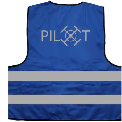 Drohnenpilot Warnweste BZW. Signalweste mit reflektierendem Aufdruck - Größe S/M, Blau