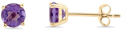 Amethyst Ohrstecker 585 Gold Edelmetall Natürlich Gelbgold, Weißgold, Roségold Schmuck Ohrstecker 5 x 5 mm Neu (Gelbgold)
