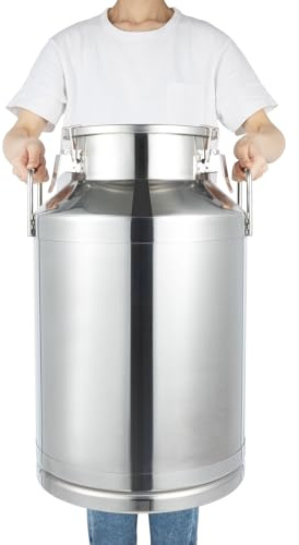 30L Edelstahl-Milchkanne mit Deckel, Multifunktionale Lebensmittelbehälter, Reiskübel, Eiskübel, Milchvorratsbehälter, Mehlbehälter für Haushalt Küche Bar Restaurants… (60L Silber)