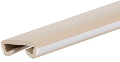QUEST Handlauf PVC 40x8 Treppenhandlauf Kunststoffhandlauf Profil für Treppengeländer Gummi, Beige-Weiß