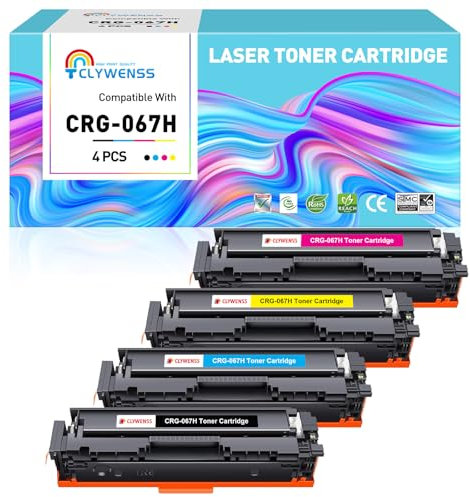 Clywenss CRG-067H 067H 067 Toner Mit Chip Kompatibel mit Canon i-SENSYS MF655Cdw MF657Cdw LBP631Cw LBP633Cdw MF651Cw MF655Cw MF657Cw MF655 MF657 MF651 LBP631 Toner, 4-Pack (Schwarz Cyan Magenta Gelb)