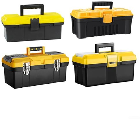 Werkzeugkasten, 30,5 cm, inkl. Kleinteilebox und mehrlagigem Regal, schwarzes Design (35,6 cm B)