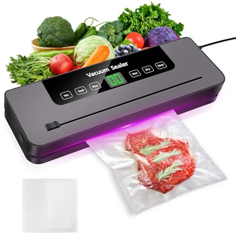 Vakuumiergerät mit 20x30cm Versiegelungsbeuteln für trockene und feuchte Lebensmittel, Fleisch, Gemüse, Obst, 5 Modi, integrierter Cutter, 30cm Versiegelungslänge, leichtes Vakuumierer