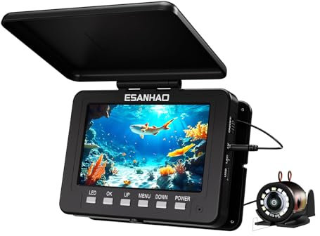 ESANHAO 5 Pollici Telecamera Subacquea da Pesca con display IPS, Fotocamera Fish Finder con 1000TVL HD Portatile Ecoscandaglio da Pesca per pesca su ghiaccio/mare/fiume (30M)