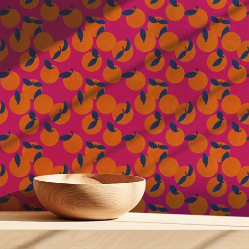 Hexoa Papier Peint Oranges Pop - Made in France - Papier Peint 52x1000