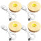 4 Stück Holz LED Lichtsockel, USB Leuchtsockel für Acrylglas - Warme Farbe Holzsockel Ständer Rund - Leuchten Display Basis für Kristallg Lensball Glas Acryl Schmuck Harz (Warmes Licht)