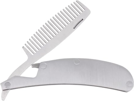 minkissy Faltbarer Haarkamm Bartkamm Aus Edelstahl Kompakt Antistatisch Tragbarer Taschenkamm Für Bart Und Haargestaltung Unterwegs