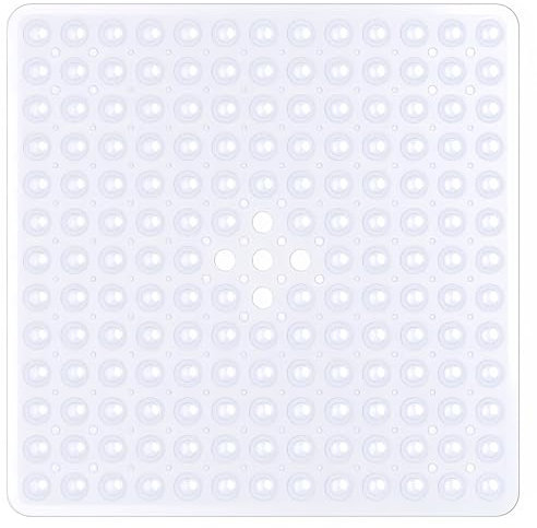 Tapis de Douche Antidérapant de Haute Qualité(53×53cm), 200 Ventouses, sans BPA, sans Latex, Anti-Moisissures, Lavable en Machine, Sûr, Durable et Adapté à Une Utilisation dans la Douche, Transparent