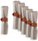 MIQIO® Design Baumwollservietten I 6er Set + Serviettenringe aus veganem Leder I 45x45 cm I Stoff-Servietten mit edler Ziernaht I 100% Bio-Baumwolle I Zertifiziert I Natur, Cognac