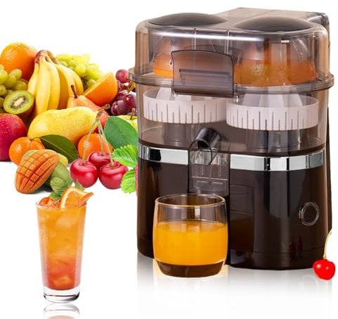 Centrifugeuse Extracteur De Jus 200W, Double TêTe Et Coupeur, Presse Agrume Electrique, 20 Secondes Pour Un DéLicieux Jus, Automatique, Rapide, Facile à Nettoyer, Pour Maison, Cuisine