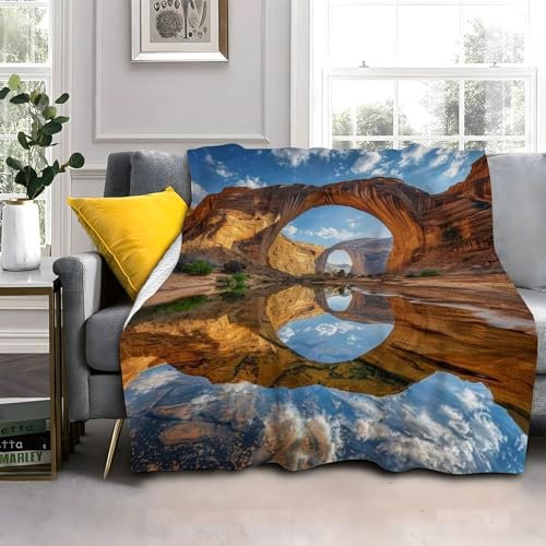 Gobi Drucken Kuscheldecke 70x100cm Seewasser Wohndecke Flauschige Warm Weiche Schmusedecke Sofadecke Jungen Mädchen für Wohnzimmer, Schlafzimmer, Camping, Picknick