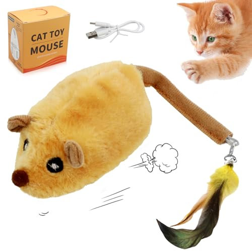 Souris Interactive pour Chat, Jouet Électrique Mobile pour Chat, Rechargeable par USB, Souris a Détection Intelligente